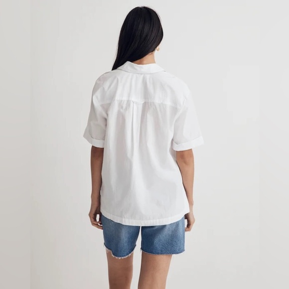 Madewell Women’s White Signature Poplin Short-Sleeve Button-Down Shirt Large - Picture 3 of 16